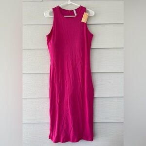 NWT Popilush Hot Pink Women’s Shapewear Dress 3X Ribbed Knit Sleeveless Midi